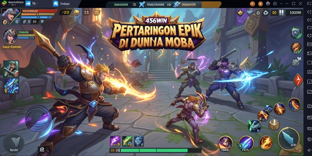 Screenshot utama 456WIN menampilkan aksi seru dalam pertarungan MOBA.