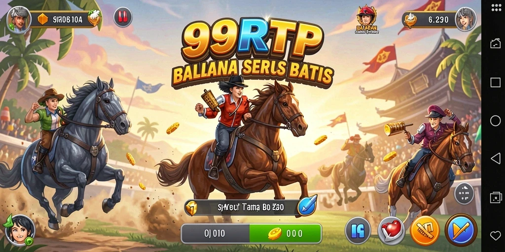 Tampilan gameplay 99RTP dengan mobil balap yang melaju kencang di lintasan.