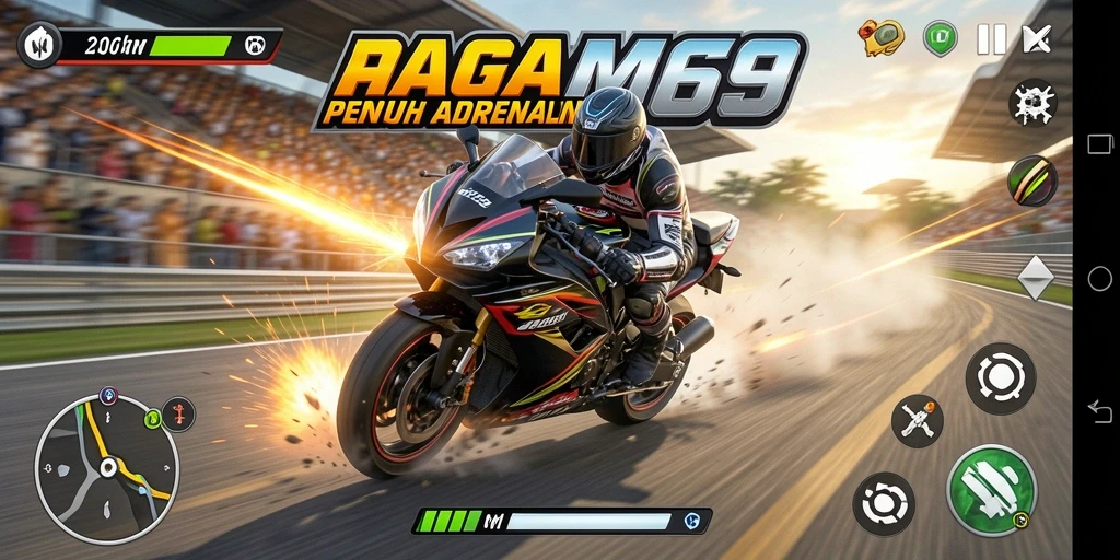 Screenshot gameplay AGAM69 menunjukkan aksi balapan yang mendebarkan.