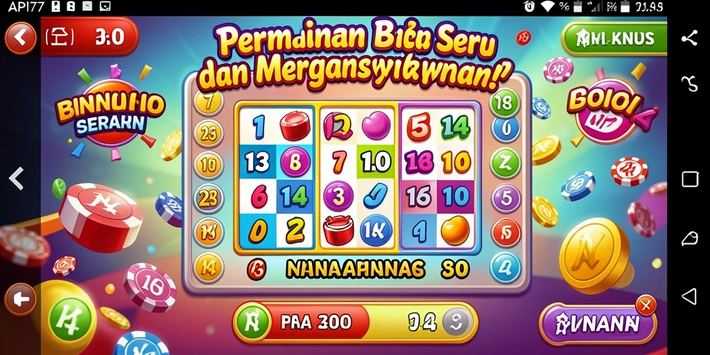 Tampilan antarmuka permainan Bingo API77 yang menarik dan interaktif.