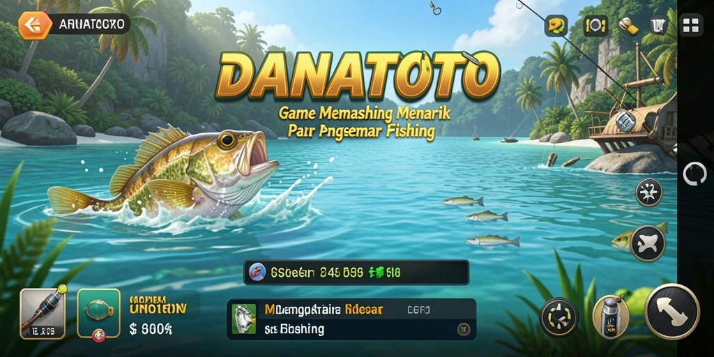 Tampilan gameplay <strong>DANATOTO</strong> yang penuh warna dan menarik saat memancing.