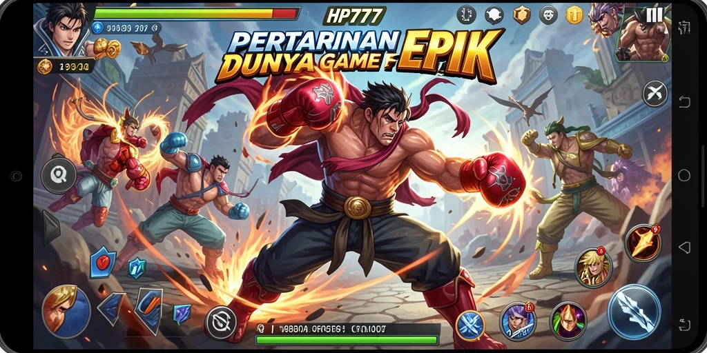 Gameplay pertarungan yang mendebarkan dengan karakter unik dan animasi halus.