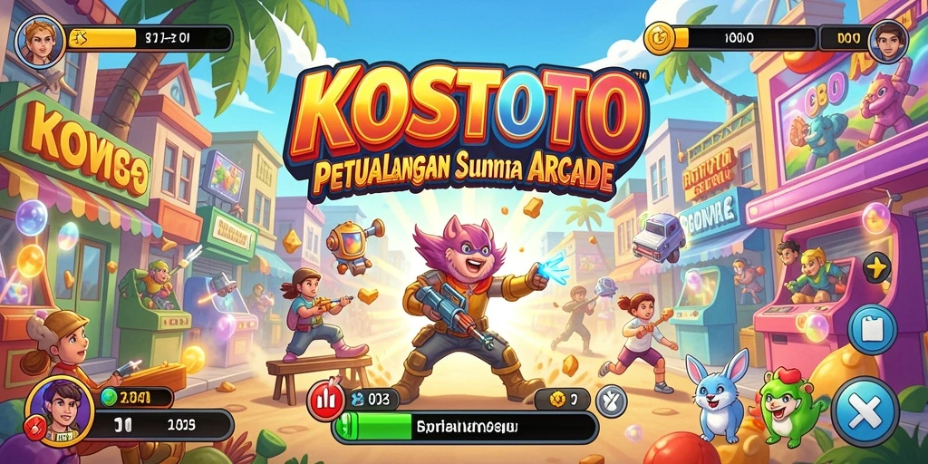 Screenshot gameplay KOSTOTO menunjukkan aksi seru dalam dunia Arcade.