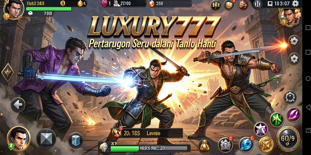 Tampilan seru dari gameplay aksi LUXURY777 yang mendebarkan.