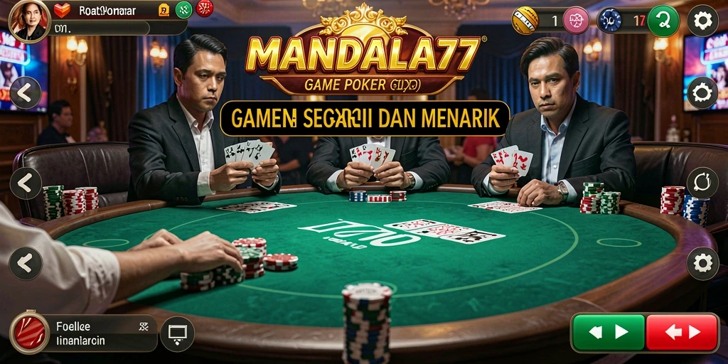 Tampilan gameplay seru di MANDALA77, permainan Poker yang menegangkan.