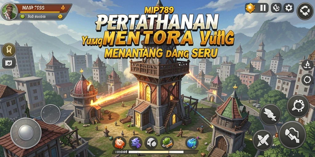 Tampilan gameplay menara pertahanan yang strategis dan mendebarkan.