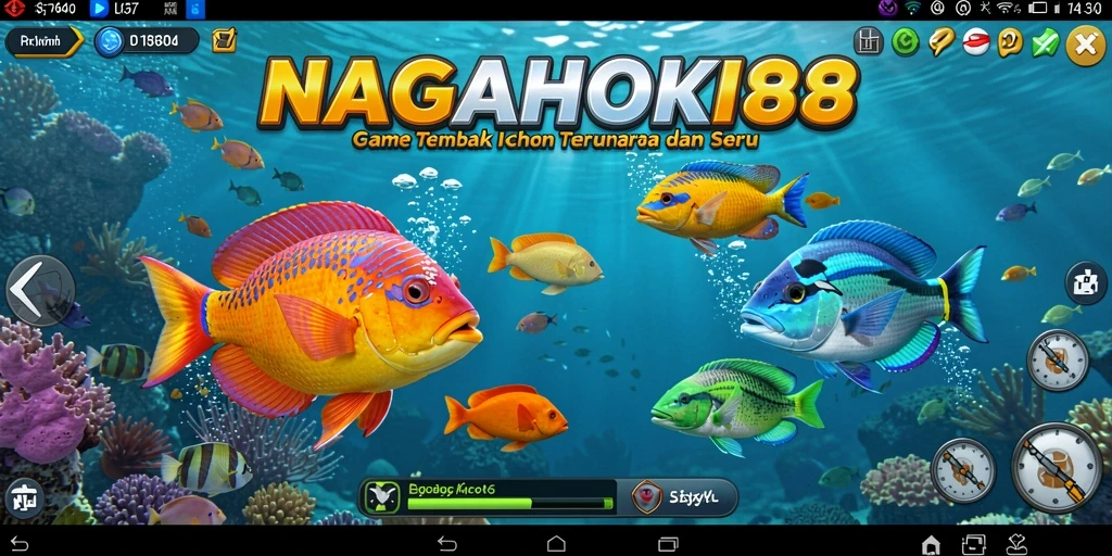 Screenshot gameplay NAGAHOKI88 menunjukkan suasana menembak ikan yang seru.