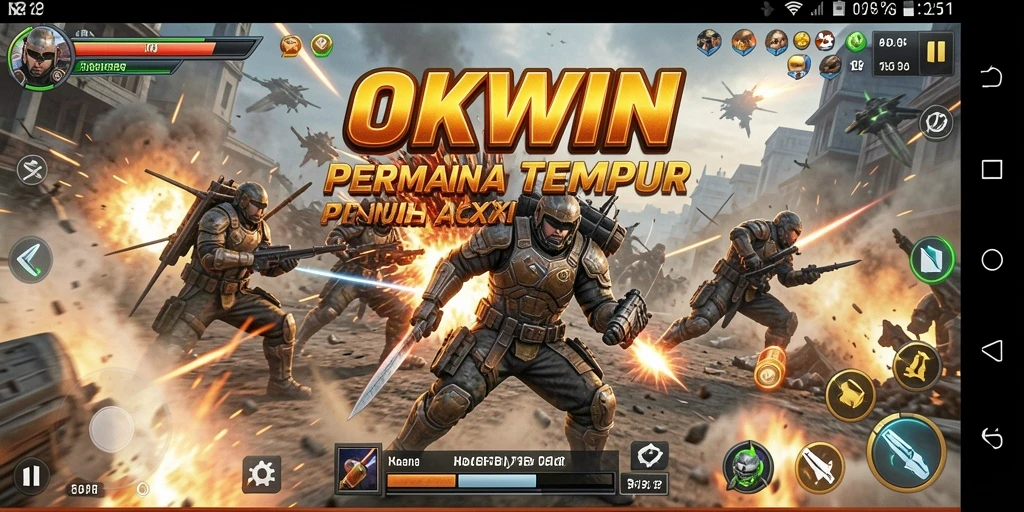 Tampilan gameplay seru dari OKWIN dengan pertarungan mendebarkan.