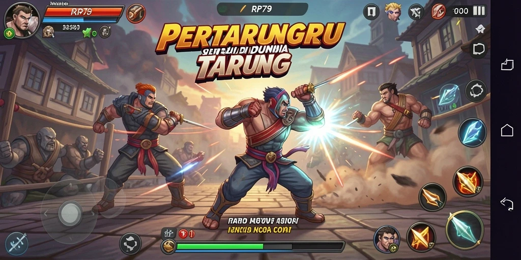 Screenshot utama RP79 menampilkan aksi bertarung yang mendebarkan antara karakter.