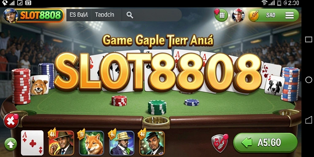 Screenshot gameplay SLOT8808 dengan antarmuka permainan Gaple yang menarik.