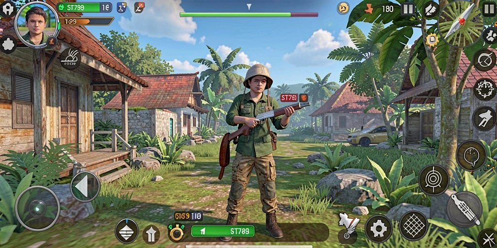 Screenshot gameplay menunjukkan interaksi karakter dalam <strong>ST789</strong> yang menarik dan dinamis.