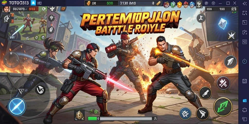 Screenshot gameplay TOTO313 menampilkan aksi pertempuran seru dalam Battle Royale.