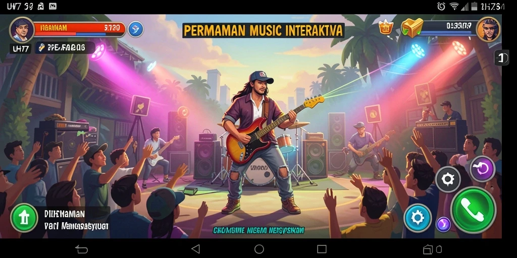 Screenshot utama UH77 menunjukkan gameplay yang penuh warna dan interaktif.