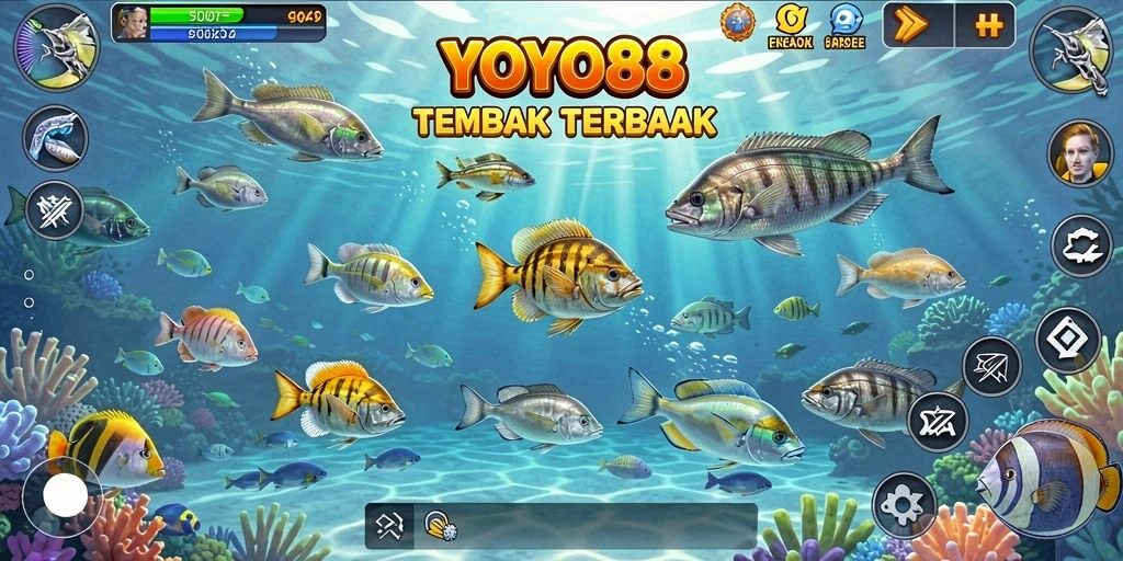 Tangkapan layar gameplay seru di YOYO88 saat berburu ikan.